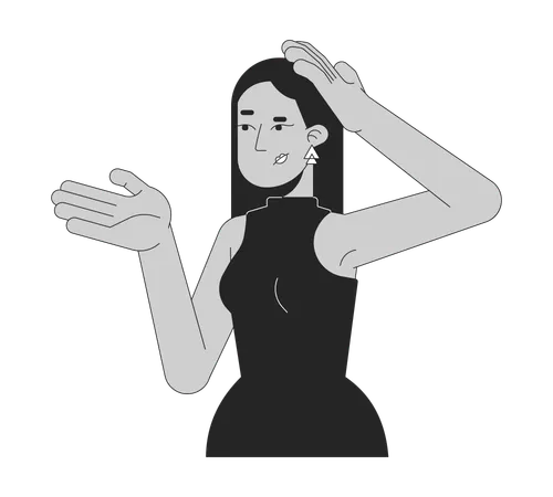 Puzzled turkish woman reasoning with hand gestures  Illustration