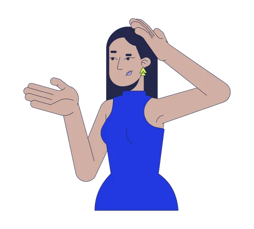 Puzzled turkish woman reasoning with hand gestures  Illustration