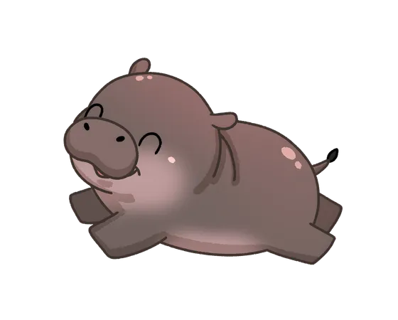 Pygmy hippo runs and jumping  Illustration