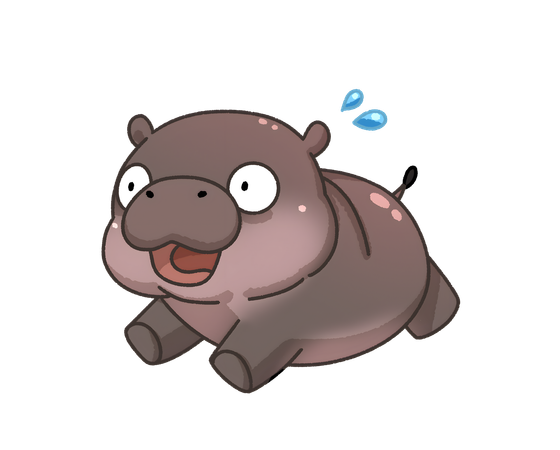 Pygmy hippo runs fast with its eyes wide open  Illustration