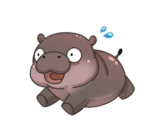 Pygmy hippo runs fast with its eyes wide open  Illustration