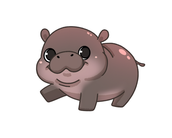 Pygmy hippo walks with one front leg raise  Illustration