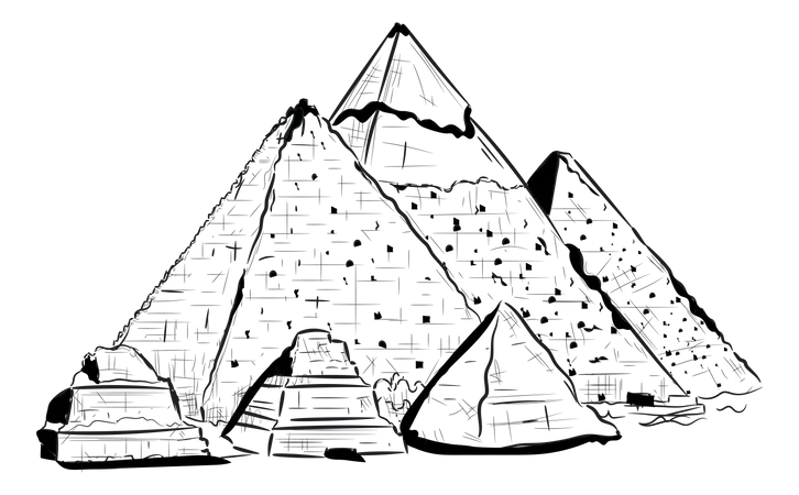 Grab This Amazing Hand Drawn Illustration Of Pyramid Of Giza Illustration