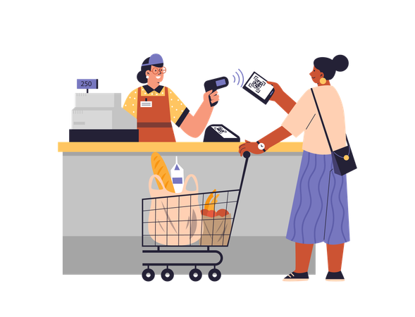 QR code fast and easy payment  Illustration