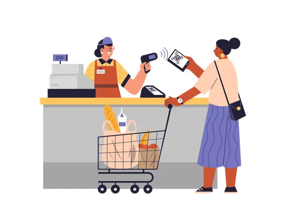 QR code fast and easy payment  Illustration