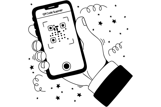 QR code on smartphone screen  Illustration