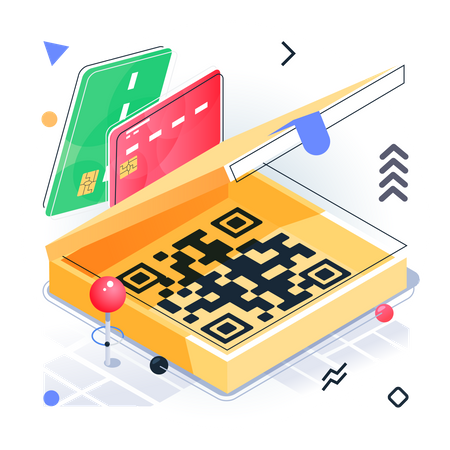 Online-Zahlung mit QR-Code  Illustration