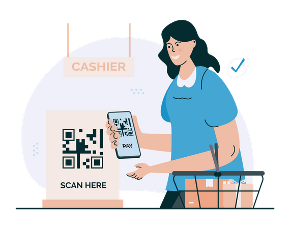 Pagamento por código QR  Ilustração