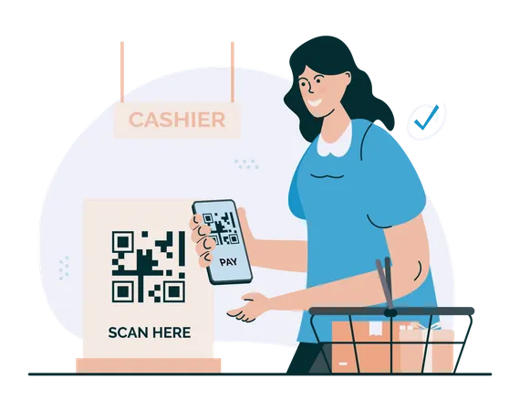 Pagamento por código QR  Ilustração