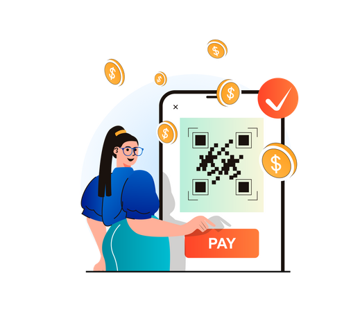 Pagamento por código QR  Ilustração