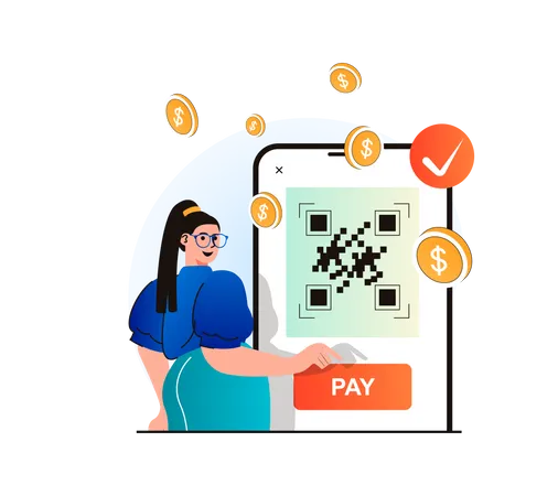 Pagamento por código QR  Ilustração