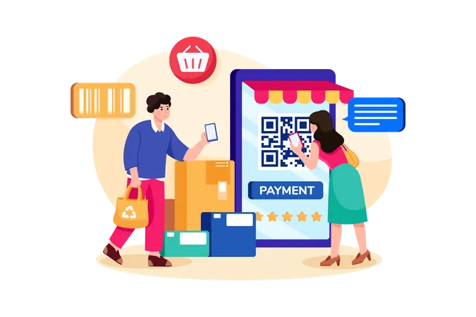 Paiement par code QR  Illustration