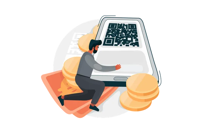 QR-Code scannen und Geld senden  Illustration