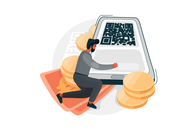 QR-Code scannen und Geld senden  Illustration