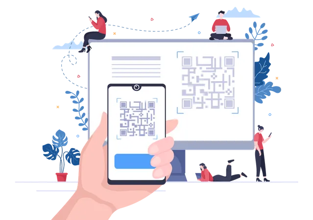 QR Code Scanner for Online Payment  Illustration