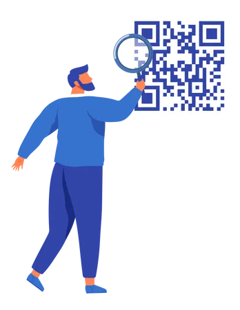 QR code scanning by man Illustration