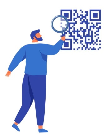 QR code scanning by man  Illustration