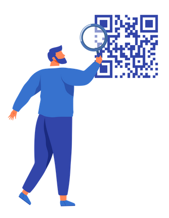 QR code scanning by man  Illustration
