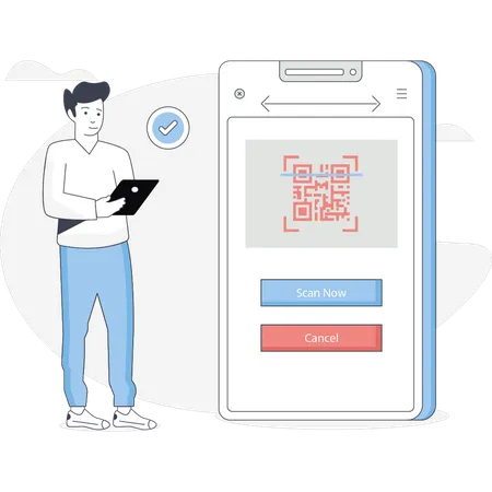 QR code scanning complete  Illustration