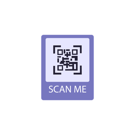 QR code sticker for payments and mobile app with inscription scan me  Illustration