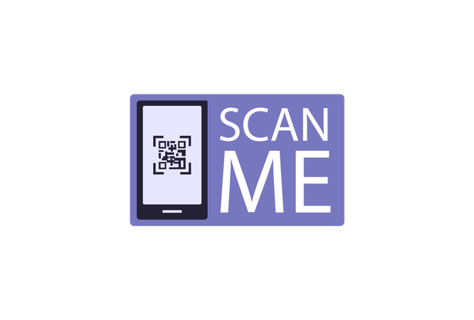 QR code with phone and inscription scan me  Illustration