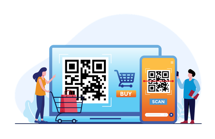 Zahlung per QR-Code  Illustration