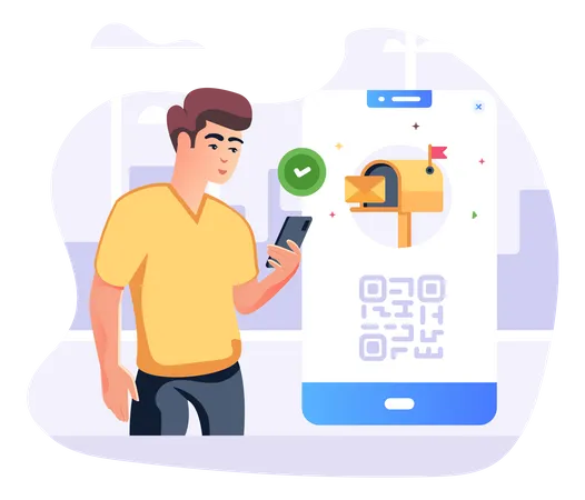 Flat Illustration Of QR Email Is Available For Premium Download Illustration