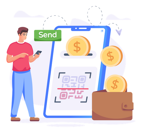 QR-Geldbörse  Illustration