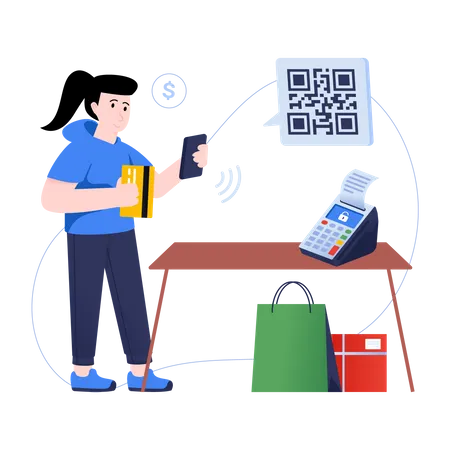 Smart Transaction Technology Flat Illustration Of Qr Paymentc Illustration
