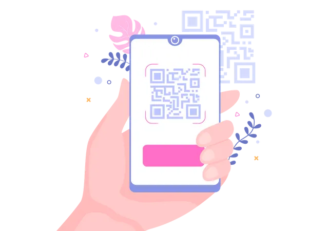 QR Code Scanner For Online Payment Electronic Pay And Money Transfer On Smartphone With App In Hand Background Vector Illustration 일러스트레이션