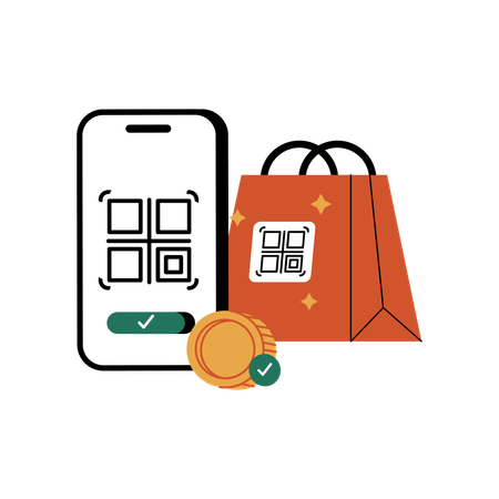 QR Shopping  Illustration