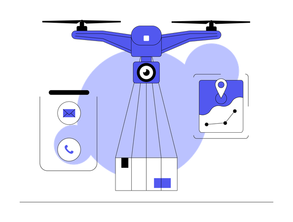 Quadcopter doing express delivery  Illustration