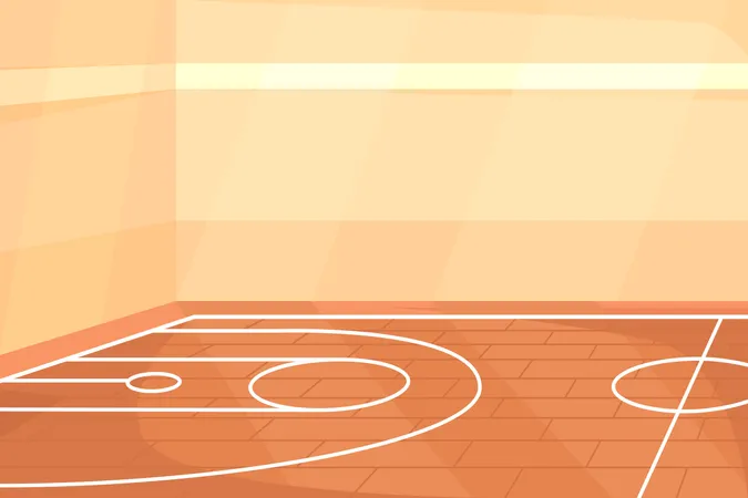 Quadra de basquete vazia no ginásio  Ilustração