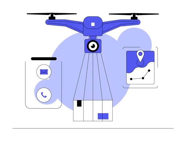 Quadcopter effectuant une livraison express  Illustration