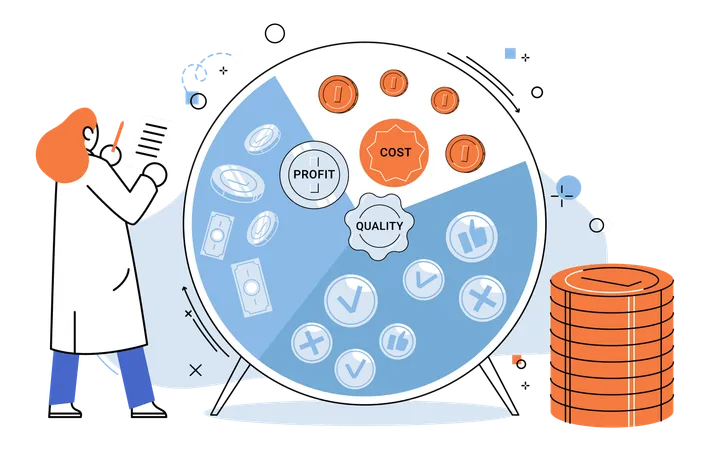 Quality and profitability at lower cost, Business strategy, financial analytics, Increasing profit  Illustration