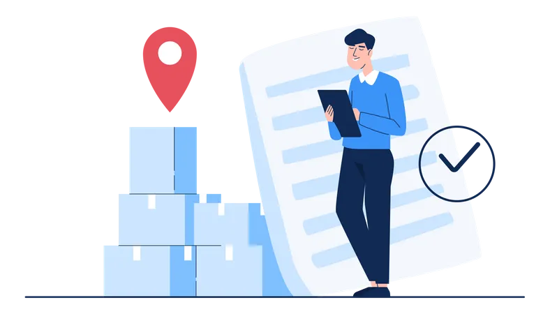 Warehouse Workers Check Quantity And Delivery Of Products From Customers Purchase Orders To Deliver Goods To The Correct Location Vector Illutration Flat Style Illustration