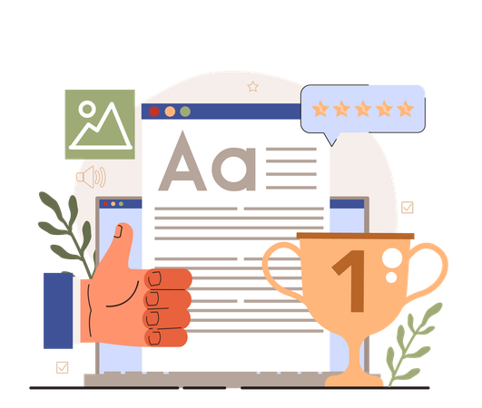 Quality content and achievement Illustration