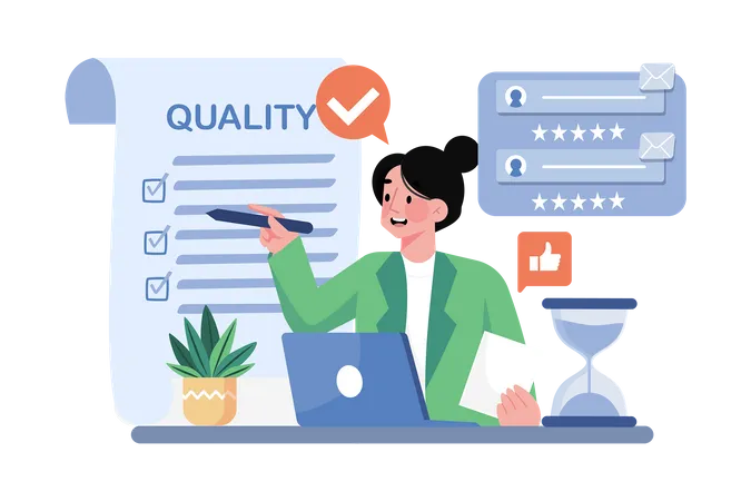 Quality control specialist implementing quality control processes for the team  Illustration