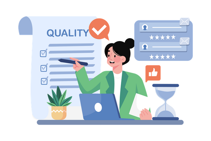Quality control specialist implementing quality control processes for the team  일러스트레이션