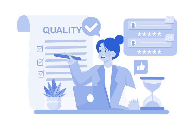 Quality control specialist implementing quality control processes for the team  Illustration
