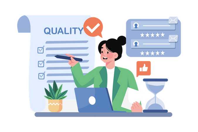 Quality control specialist implementing quality control processes for the team  Illustration