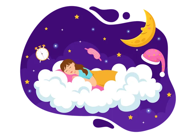 World Sleep Day Vector Illustration On March 15 With People Sleeping Clouds Planet Earth And The Moon In Sky Backgrounds Flat Cartoon Design Illustration