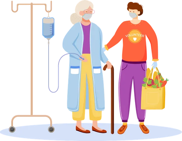 Quarantine aid for elderly people  Illustration