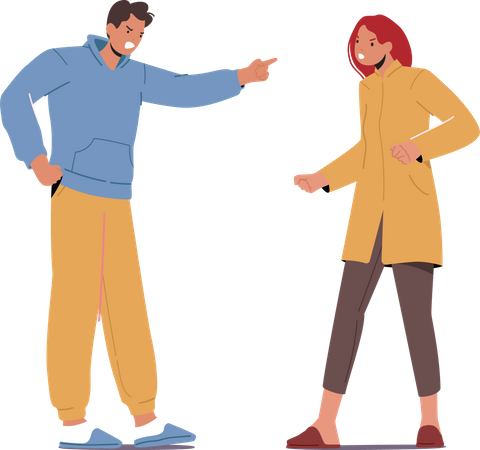 Quarrel between couple arguing with each other Illustration