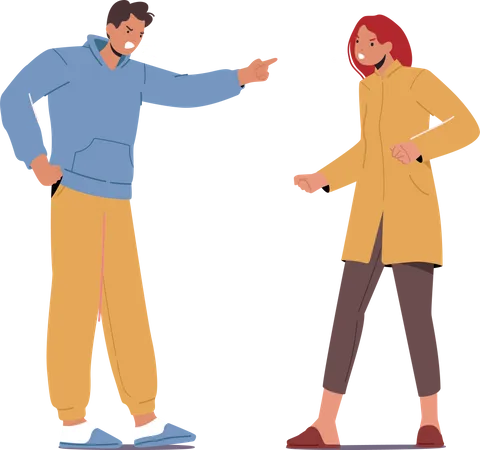 Quarrel between couple arguing with each other  Illustration