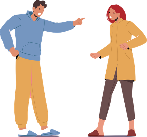 Quarrel between couple arguing with each other  Illustration