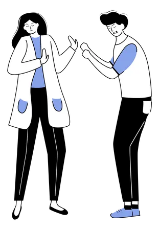 Trouble Relationship Blue And Black Flat Contour Vector Illustration Family Conflict Married Couple Dispute Quarrel Boyfriend And Girlfriend Arguing Isolated Cartoon Character On White Background Illustration