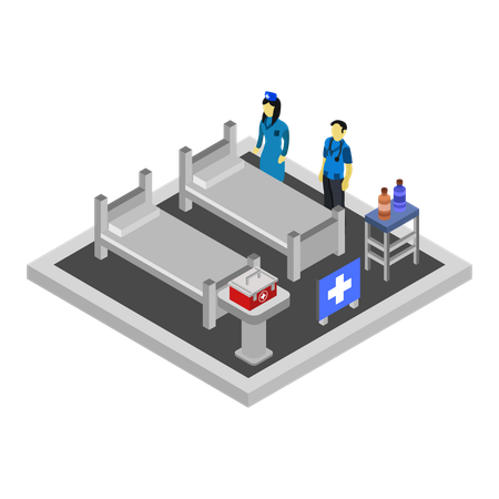 Quarto de hospital privado  Ilustração