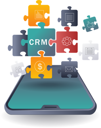 Quebra-cabeça do desenvolvimento de negócios de rede de CRM  Ilustração