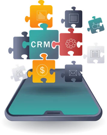 Quebra-cabeça do desenvolvimento de negócios de rede de CRM  Ilustração